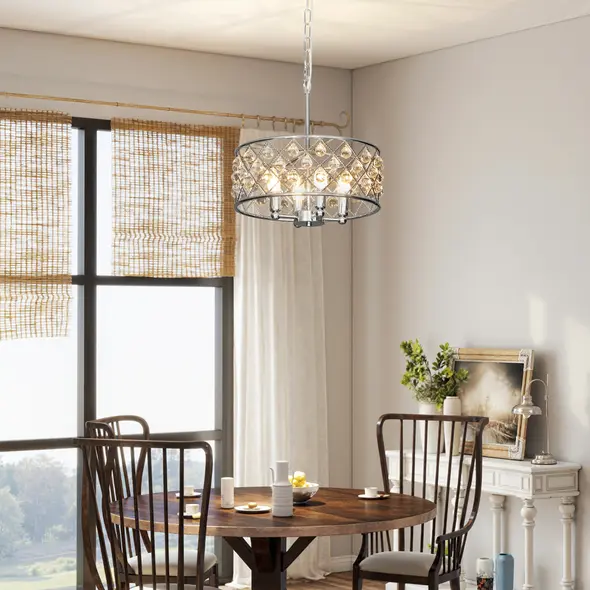 HOMCOM 51 Crystallite Four-Bulb Chandelier - Silver-Tone - 9