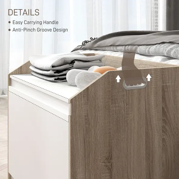 HOMCOM 60 x 35.5cm Storage Ottoman Box, with Top Seat - White - 5