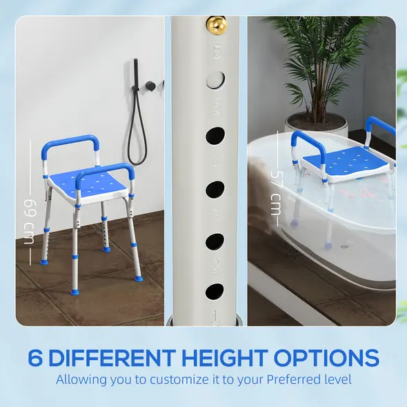 HOMCOM 57-69cm Aluminium Frame Bath Seat - 4