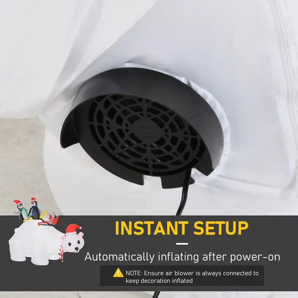 HOMCOM 5ft Outdoor Christmas Inflatable with LED Light, Lighted Blow up Polar Bear with Three Penguins, Giant Yard Party Decoration for Home Garden Lawn Party Prop - 6