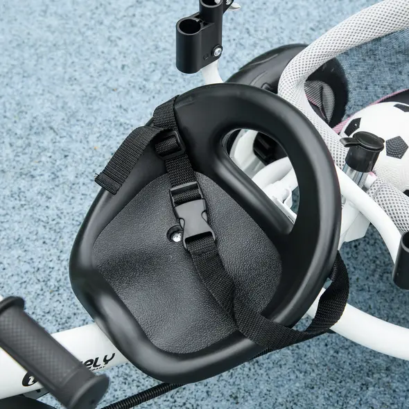 HOMCOM 6 in 1 Kids Trike with Parent Handle, Canopy, 5-point Safety Belt, Storage, Footrest, Brake, for 1-5 Years, Pink - 9