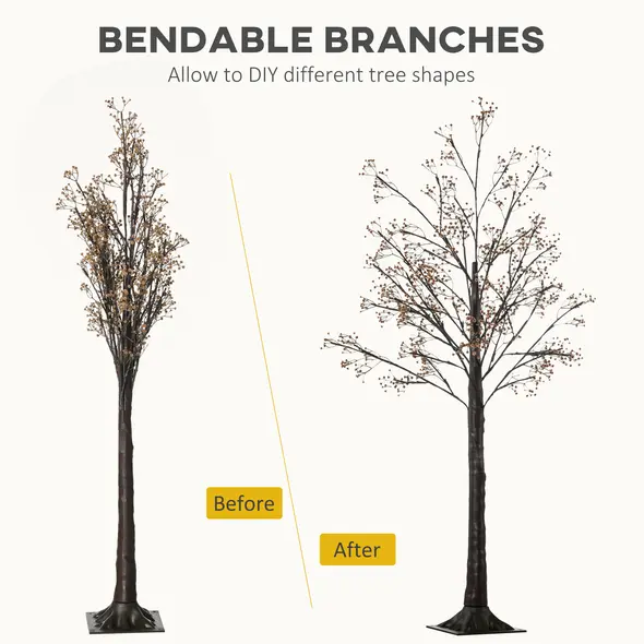 HOMCOM 5ft Artificial Gypsophila Blossom Tree Light with 96 Warm White LED Light, Baby Breath Flowers for Home Party Wedding, Indoor and Outdoor Use - 6