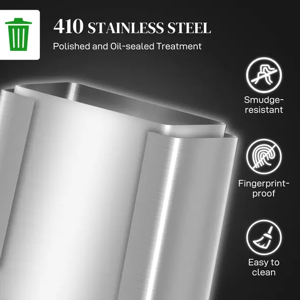 HOMCOM 60L Dual Compartment Stainless Steel Bin, with Deodoriser Holders - Silver Tone - 5