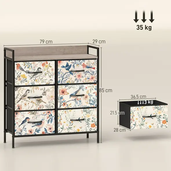 HOMCOM 6-Drawer Chest of Drawers - White - 3