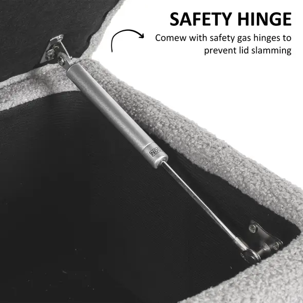 HOMCOM 57L Storage Ottoman, End of Bed Bench with Wooden Legs, Fabric Footstool for Living Room, Bedroom, 95 x 38 x 45cm, Grey - 7