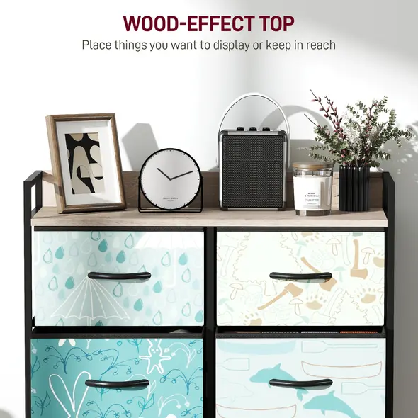 HOMCOM 6-Drawer Chest of Drawers - Blue - 5