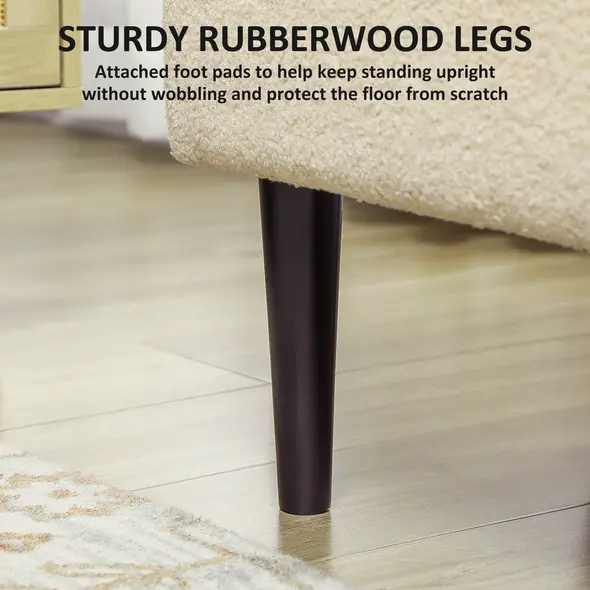 HOMCOM 57L Teddy Fleece Storage Ottoman - Cream - 5