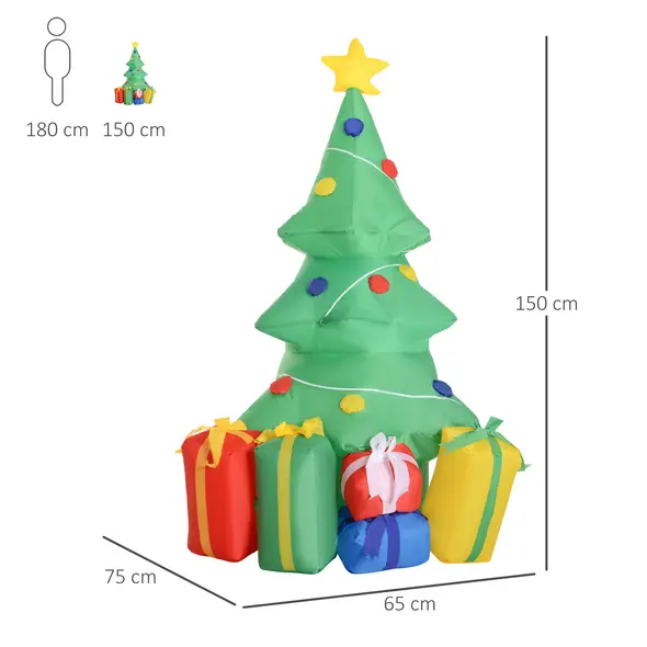 HOMCOM 5ft Inflatable Christmas Tree Xmas Air Blown Holiday Decoration LED Lawn Yard Outdoor Ornaments - 3