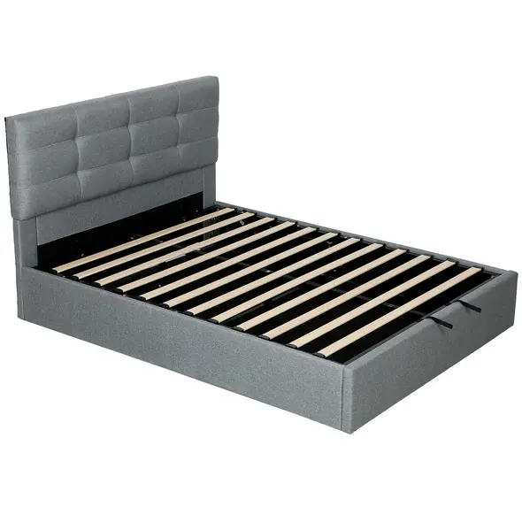 HOMCOM 5ft King Ottoman Bed with Gas Lift Storage - Grey - 1