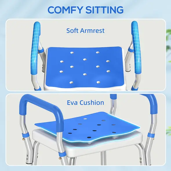 HOMCOM 57-69cm Aluminium Frame Bath Seat - 5