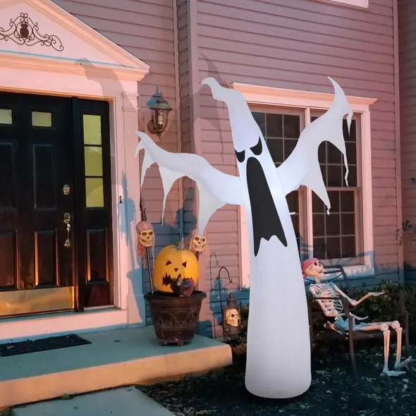 HOMCOM 6FT 1.8m LED Halloween Inflatable Decoration Floating Ghost Scary Party Outdoors Yard Lawn - 2
