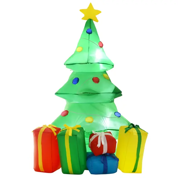 HOMCOM 5ft Inflatable Christmas Tree Xmas Air Blown Holiday Decoration LED Lawn Yard Outdoor Ornaments - 1