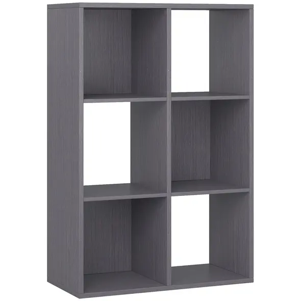 HOMCOM 6-Cube Bookshelf - Grey - 1