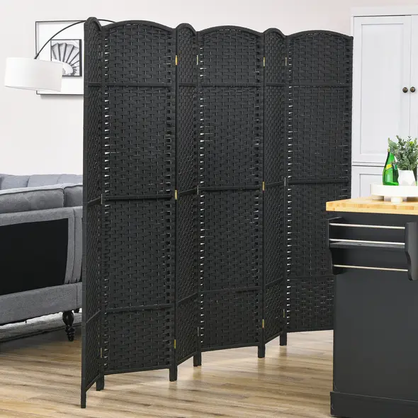 HOMCOM 6 Panel Folding Room Divider, Freestanding Privacy Screen for Living Room, Bedroom and Office, 240 x 170cm, Black - 8