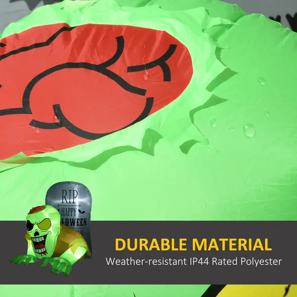 HOMCOM 5FT Halloween Inflatables Ghost and Tombstone, Blow Up Outdoor Halloween Decorations with Build-in LED Lights for Garden, Lawn, Party - 5