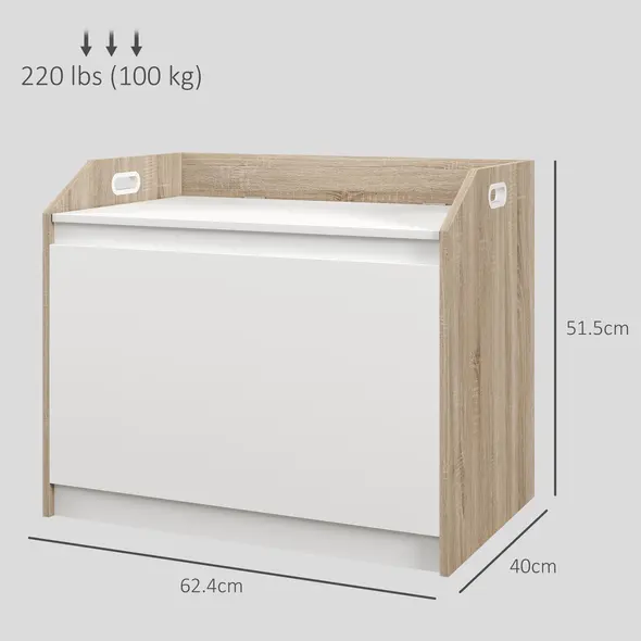 HOMCOM 60 x 35.5cm Storage Ottoman Box, with Top Seat - White - 3