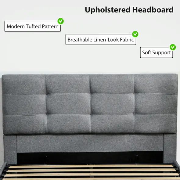 HOMCOM 5ft King Ottoman Bed with Gas Lift Storage - Grey - 6