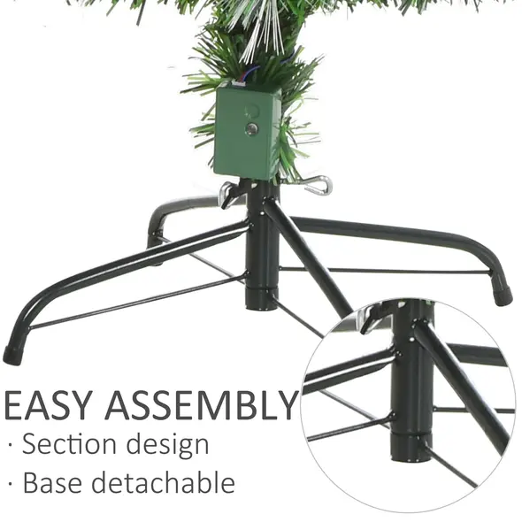 HOMCOM 5ft White Light Artificial Christmas Tree w/ 180 LEDs Star Topper Tri-Base Full Bodied Seasonal Decoration Pre-Lit Home - 7