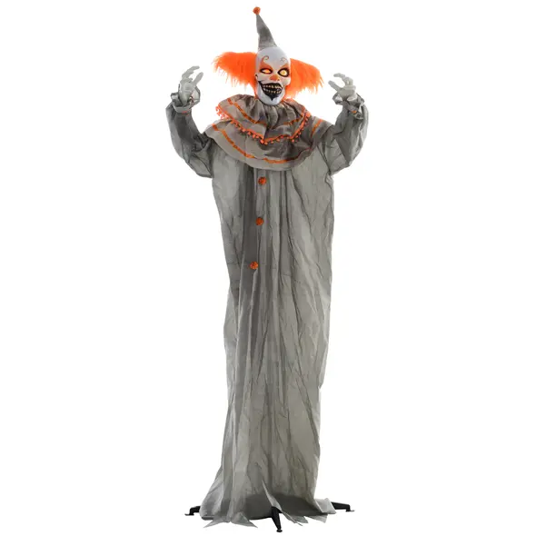 HOMCOM 6' Orange Clown Halloween Animatronic, with Glowing Eyes - 1