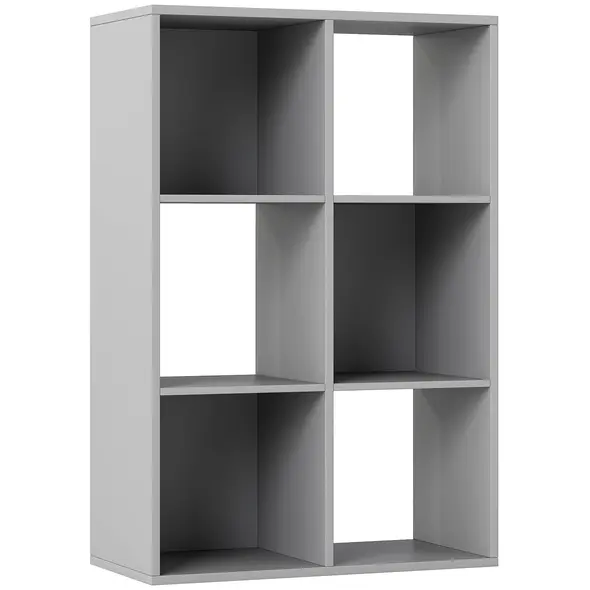 HOMCOM 6-Cube Bookshelf - Light Grey - 1