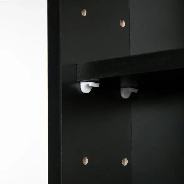 HOMCOM 5-Tier Wall Display Shelf Unit Cabinet w/ 4 Adjustable Shelves Glass Doors Home Office Ornaments 60x80cm Black - 7