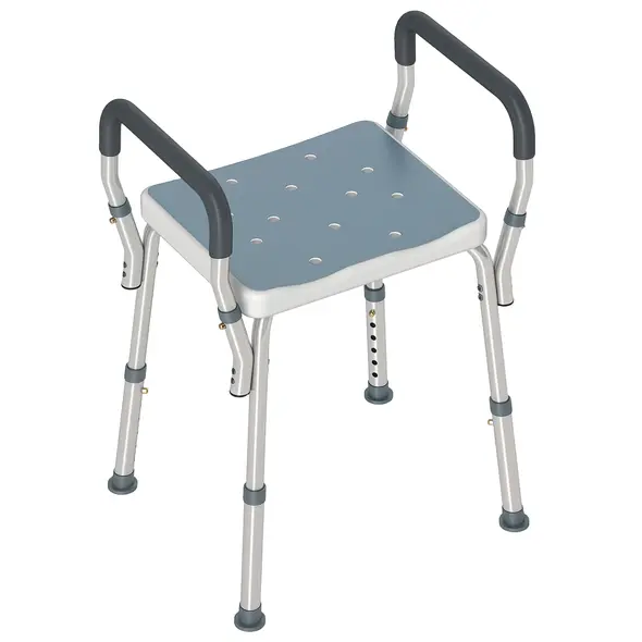 HOMCOM 57-69cm Aluminium Frame Bath Seat - Light Blue - 1