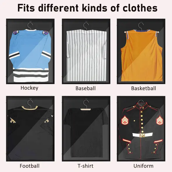 HOMCOM 60 x 80cm Shirt Display Frame, with Inner Hook and Hanger - Black - 5