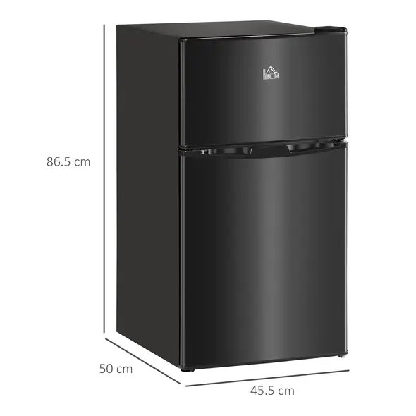 HOMCOM 88L Under Counter Fridge Freezer, Small Refrigerator with 5-Setting, 3 Star Freezer Rating, Black - 3