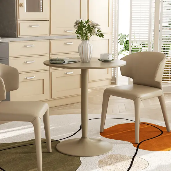 HOMCOM 75H x Φ70cm Two-Person Minimalistic Dining Table - Light Brown - 2