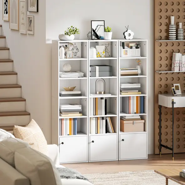 HOMCOM 6-Tier 156 cm Tall Bookcase - White - 9