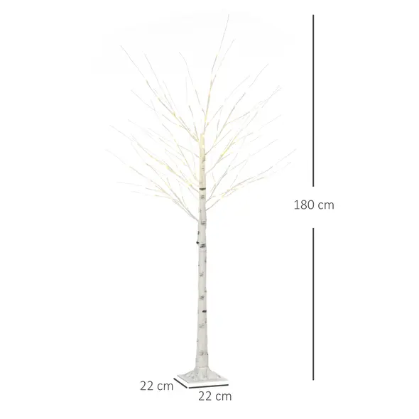 HOMCOM 6ft Artificial White Birch Tree Light with Warm White Pre-Lit LED Light for Indoor and Covered Outdoor Use - 3