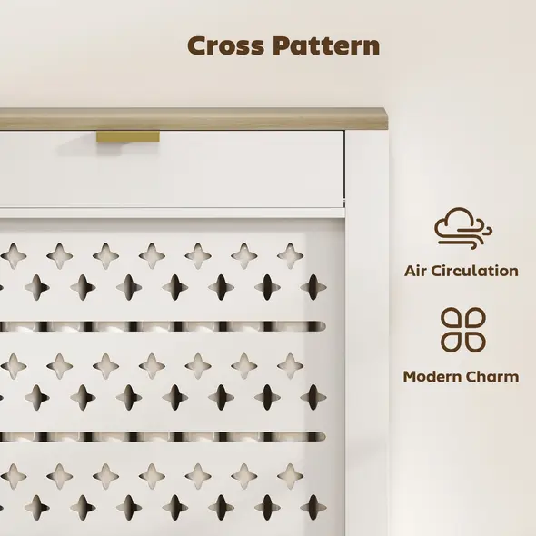 HOMCOM 78 x 19 cm Minimal Radiator Cover, with Drawer - White - 5