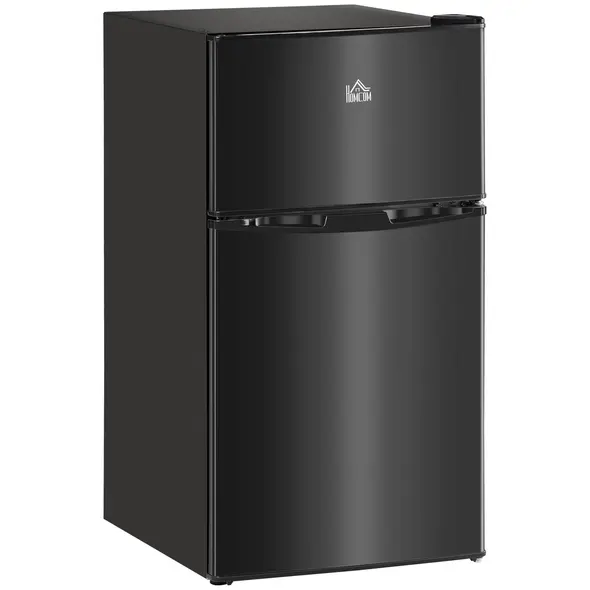 HOMCOM 88L Under Counter Fridge Freezer, Small Refrigerator with 5-Setting, 3 Star Freezer Rating, Black - 1