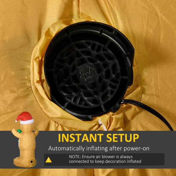 HOMCOM 6ft Christmas Inflatable Gingerbread Man & Santa Hat Safe Outdoor Decoration w/ Accessories - 6