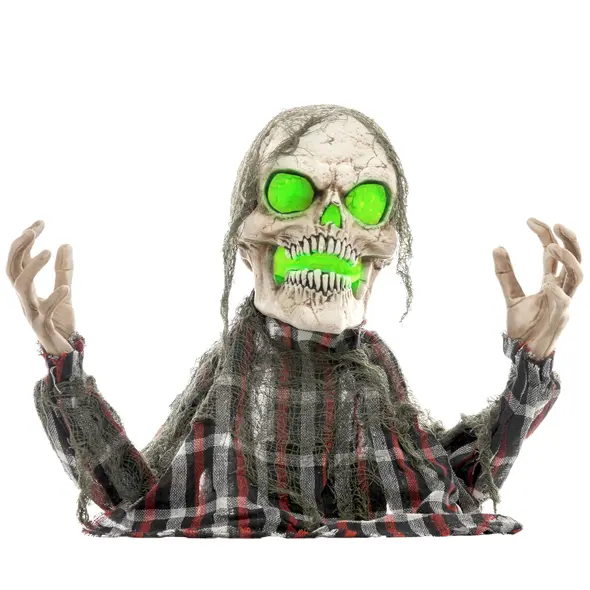 HOMCOM 70cm Groundbreaker Skeleton Halloween Animatronic, with Glowing Eyes - 1