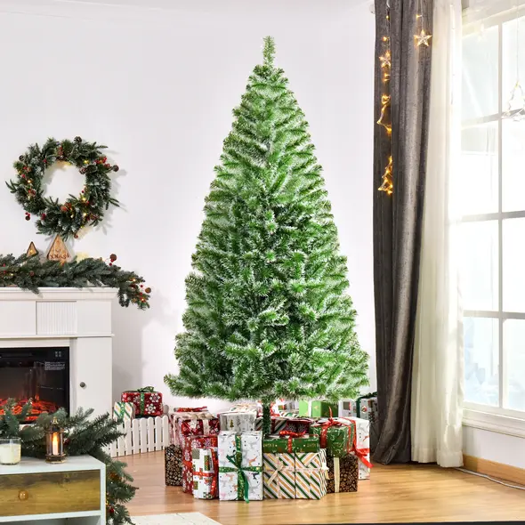 HOMCOM 7FT Indoor Christmas Tree Artificial Decoration Xmas Gift with Metal Stand Branch Tips - 2