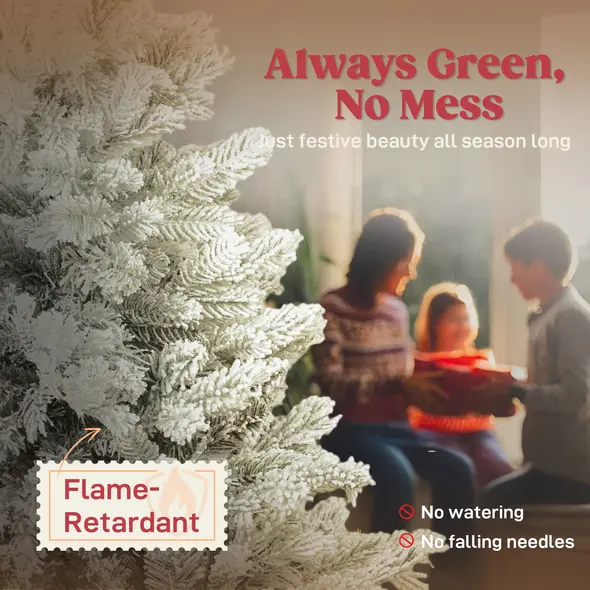 HOMCOM 6ft Snow Flocked Artificial Christmas Tree - 4