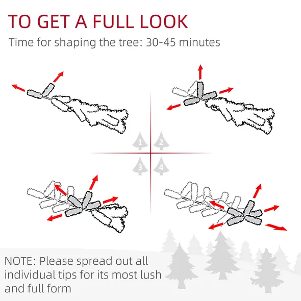 HOMCOM 6ft Snow-Covered Unlit Artificial Christmas Tree - 7