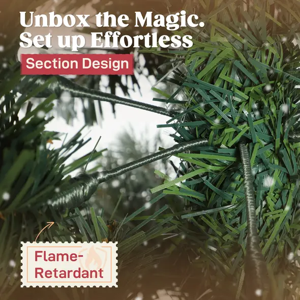 HOMCOM 8.2 ft Snow Frosted Christmas Tree Arch, Christmas Arch Doorway Decor with 2100 Tips and 96 Pinecones, Artificial Xmas Tree with Metal Stand for Indoor, Green - 7