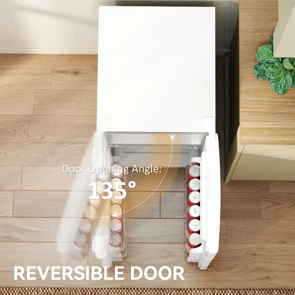 HOMCOM 88L Under Counter Fridge Freezer, Small Refrigerator with 5-Setting, 3 Star Freezer Rating, White - 6