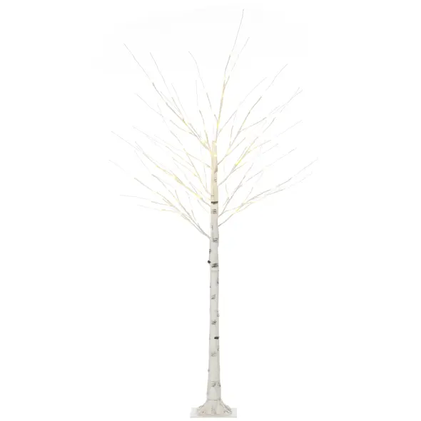 HOMCOM 6ft Artificial White Birch Tree Light with Warm White Pre-Lit LED Light for Indoor and Covered Outdoor Use - 1