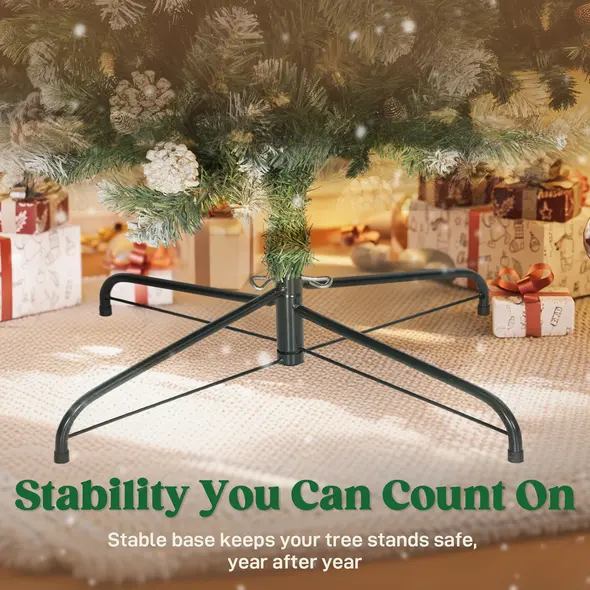 HOMCOM 8.2 ft Snow Frosted Christmas Tree Arch, Christmas Arch Doorway Decor with 2100 Tips and 96 Pinecones, Artificial Xmas Tree with Metal Stand for Indoor, Green - 8