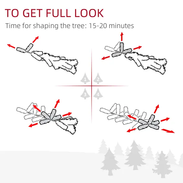 HOMCOM 7FT Indoor Christmas Tree Artificial Decoration Xmas Gift with Metal Stand Branch Tips - 5