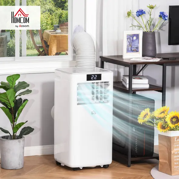 HOMCOM 8000 BTU Air Conditioning Unit, 3-in-1 Portable Air Conditioner, Dehumidifier, Cooling Fan with Remote Control, Digital Display, 2 Speeds, 24H Timer, Window Venting Kit, 18m² - 2