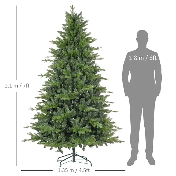 HOMCOM 7ft Bare Artificial Christmas Tree, with 2445 Tips - Green - 3