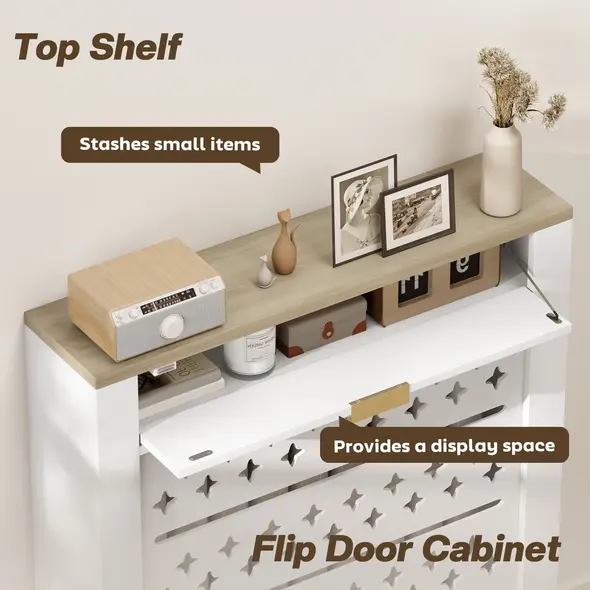 HOMCOM 78 x 19 cm Minimal Radiator Cover, with Drawer - White - 4