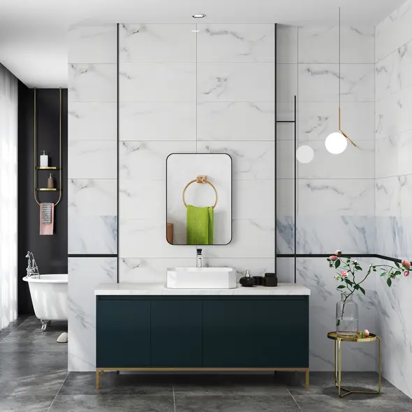 HOMCOM 70 x 50cm Curved Bathroom Mirror - Black - 9