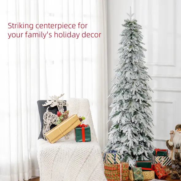 HOMCOM 6ft Snow-Covered Unlit Artificial Christmas Tree - 4