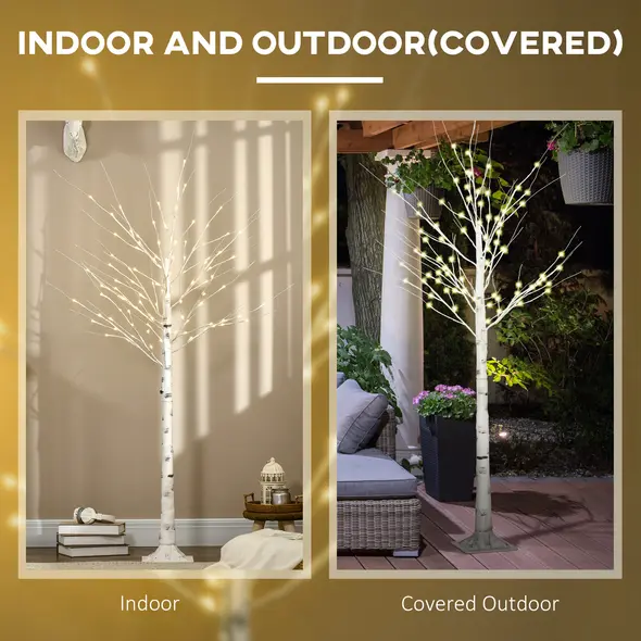 HOMCOM 6ft Artificial White Birch Tree Light with Warm White Pre-Lit LED Light for Indoor and Covered Outdoor Use - 7