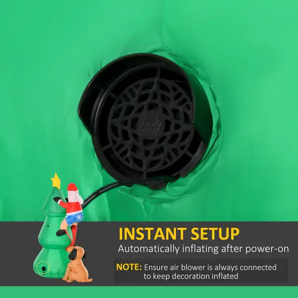 HOMCOM 6ft Inflatable Christmas Tree, LED Lighted with Santa Claus Dog for Home Indoor Outdoor Garden Lawn Decoration Party Prop - 6